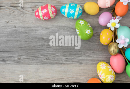 Easter eggs, multicolored, on wooden ground Stock Photo