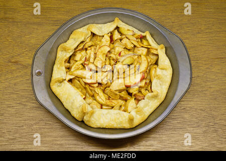home made apple tart with folded in crust Stock Photo