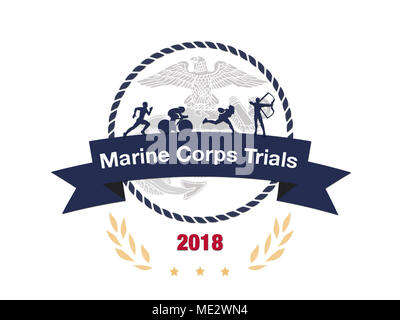 Logo for the 2018 Marine Corps Trials which is scheduled to occur at Marine Corps Base Camp Lejeune March 15- 24, 2018. (U.S. Marine Corps Graphic) Stock Photo