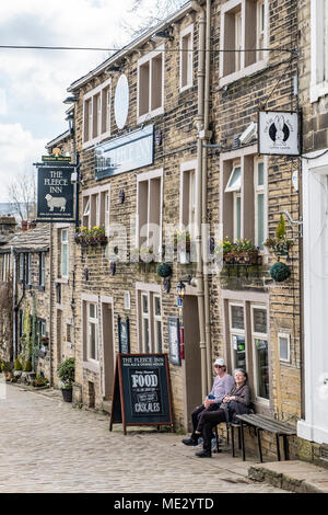 The Fleece Inn in the Village of Haworth, near Bradford, home of the famous Bronte family. Stock Photo