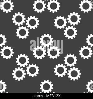 Settings Sign web icon. flat design. Seamless gray pattern. Vector EPS10 Stock Vector
