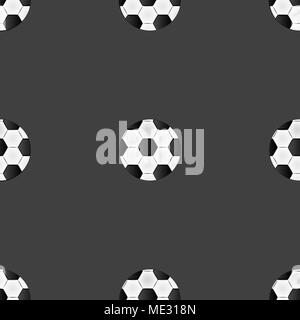 Soccer ball web icon. flat design. Seamless gray pattern. Vector EPS10 Stock Vector