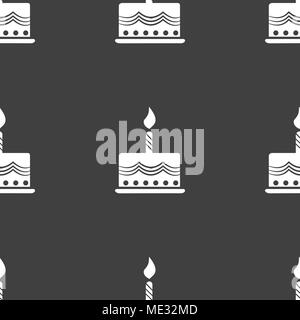 cake web icon. flat design. Seamless gray pattern. Vector EPS10 Stock Vector