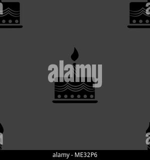 cake web icon. flat design. Seamless gray pattern. Vector EPS10 Stock Vector