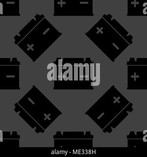 Car battery web icon. flat design. Seamless gray pattern. Vector EPS10 Stock Vector