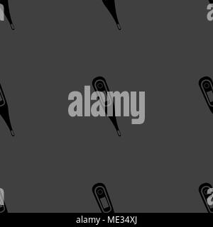 Medical thermometer web icon. flat design. Seamless gray pattern. Vector EPS10 Stock Vector