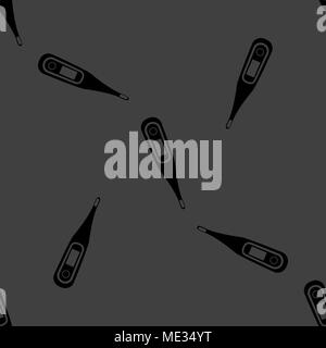 Medical thermometer web icon. flat design. Seamless gray pattern. Vector EPS10 Stock Vector