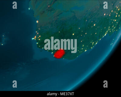Night view of Sierra Leone highlighted in red on planet Earth with ...
