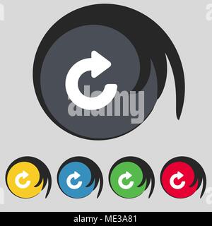 Upgrade, arrow icon sign. Symbol on five colored buttons. Vector illustration Stock Vector