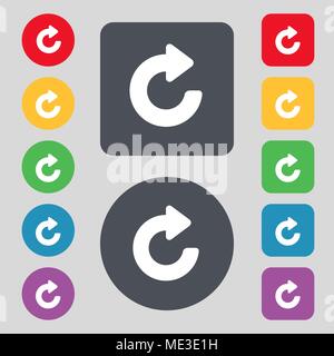 Upgrade, arrow  icon sign. A set of 12 colored buttons. Flat design. Vector illustration Stock Vector