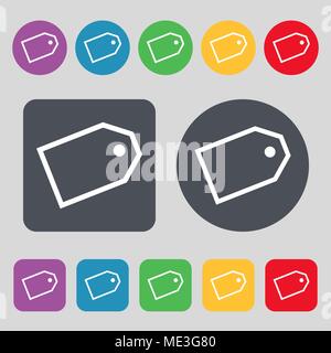 Web stickers icon sign. A set of 12 colored buttons. Flat design. Vector illustration Stock Vector