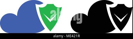 Cloud security icon, data protection flat icon Stock Vector