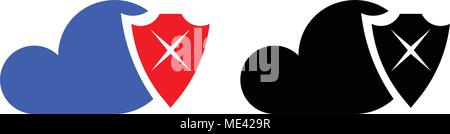 Cloud security icon, poor information protection flat icon Stock Vector