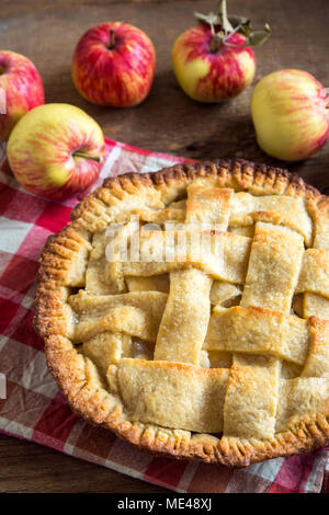 Classic Apple Pie Dessert. Homemade American Pie from Organic Summer Apples. Stock Photo