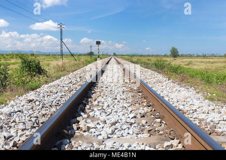 Converging railway tracks, Thailand Stock Photo