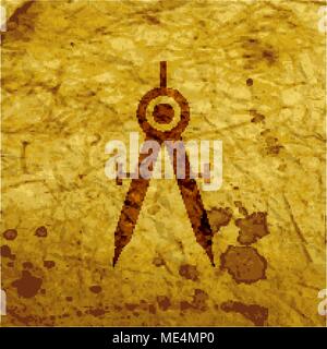 Mathematical Compass icon symbol on paper background. Vector illustration Stock Vector