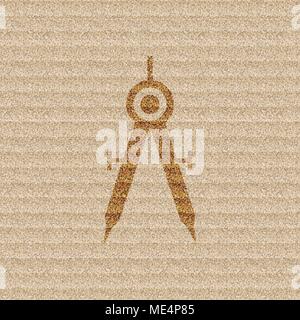 Mathematical Compass icon symbol on cardboard background. Vector illustration Stock Vector