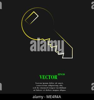 Key icon symbol with effect of yellow neon. Vector illustration Stock Vector