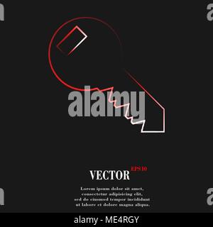 Key icon symbol with effect of red neon. Vector illustration Stock Vector
