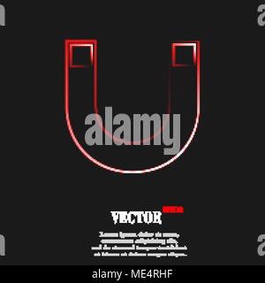 magnet icon symbol with effect of red neon. Vector illustration Stock Vector