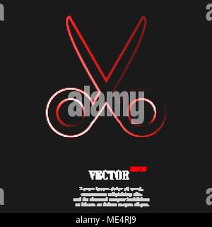 Scissors hairdresser icon symbol with effect of red neon. Vector illustration Stock Vector