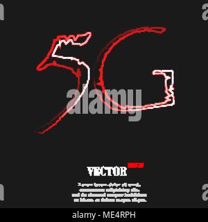 5G icon symbol with effect of red neon. Vector illustration Stock Vector