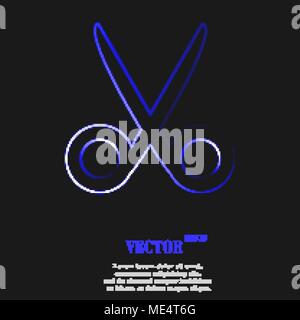 Scissors hairdresser icon symbol with effect of blue neon. Vector illustration Stock Vector