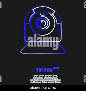 Webcam icon symbol with effect of blue neon. Vector illustration Stock Vector