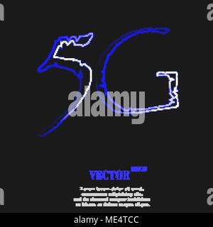 5G icon symbol with effect of blue neon. Vector illustration Stock Vector