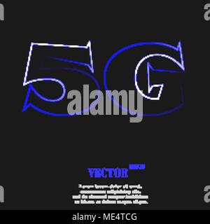 5G icon symbol with effect of blue neon. Vector illustration Stock Vector