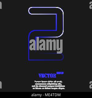 number two icon symbol with effect of blue neon. Vector illustration Stock Vector