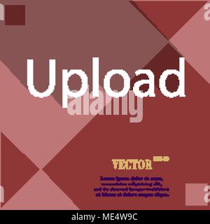 Upload icon symbol on red abstract geometric background with long shadows. Vector illustration Stock Vector