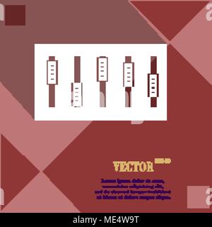 Dj console mix handles on red abstract geometric background with long shadows. Vector illustration Stock Vector