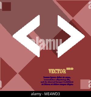 Code icon symbol on red abstract geometric background with long shadows. Vector illustration Stock Vector