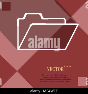 Document folder icon symbol on red abstract geometric background with long shadows. Vector illustration Stock Vector