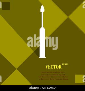 Screwdriver tool icon symbol on yellow abstract geometric background with long shadows. Vector illustration Stock Vector