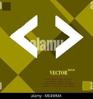 Code icon symbol on yellow abstract geometric background with long shadows. Vector illustration Stock Vector