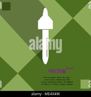 dropper icon symbol on green abstract geometric background with long shadows. Vector illustration Stock Vector