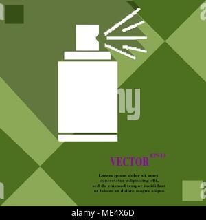 Aerosol paint icon symbol on green abstract geometric background with long shadows. Vector illustration Stock Vector