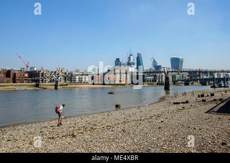 Metal Detecting. River Thames foreshore, London, England Stock Photo ...