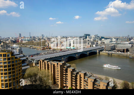 View across River Thames from south of the river towards the North West of London. Stock Photo