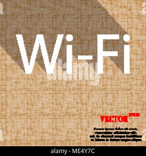 Free wifi icon symbol on abstract geometric background with long shadows. Vector illustration Stock Vector