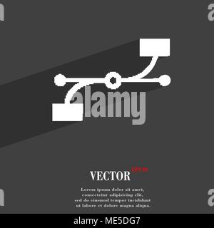 Bezier Curve  icon symbol Flat modern web design with long shadow and space for your text. Vector illustration Stock Vector