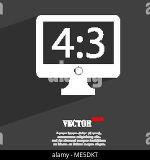 Aspect ratio 4 3 widescreen tv  icon symbol Flat modern web design with long shadow and space for your text. Vector illustration Stock Vector