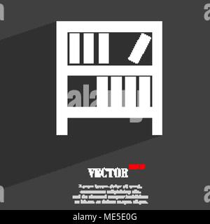 Bookshelf  icon symbol Flat modern web design with long shadow and space for your text. Vector illustration Stock Vector