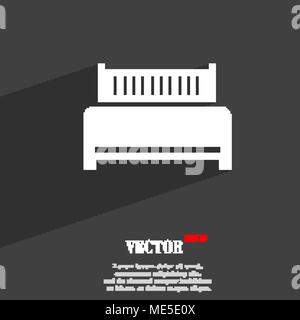 Hotel, bed  icon symbol Flat modern web design with long shadow and space for your text. Vector illustration Stock Vector