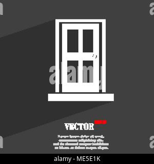 Door  icon symbol Flat modern web design with long shadow and space for your text. Vector illustration Stock Vector