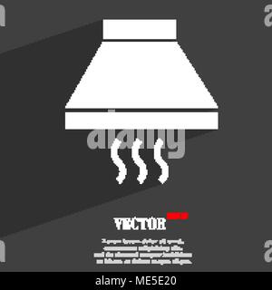 Kitchen hood  icon symbol Flat modern web design with long shadow and space for your text. Vector illustration Stock Vector