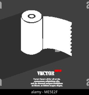 Toilet paper, WC roll  icon symbol Flat modern web design with long shadow and space for your text. Vector illustration Stock Vector