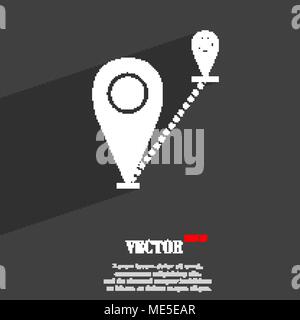 Map pointer  icon symbol Flat modern web design with long shadow and space for your text. Vector illustration Stock Vector